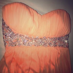 Peach evening dress